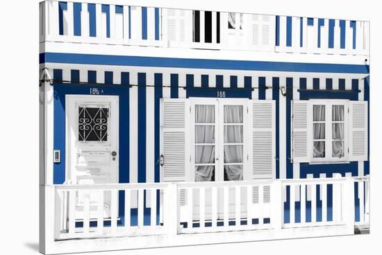 Welcome to Portugal Collection - Traditional Blue Striped Facade-Philippe Hugonnard-Stretched Canvas
