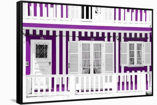 Welcome to Portugal Collection - Traditional Purple Striped Facade-Philippe Hugonnard-Framed Stretched Canvas