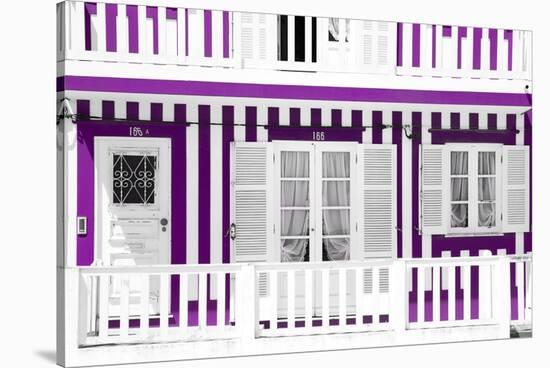 Welcome to Portugal Collection - Traditional Purple Striped Facade-Philippe Hugonnard-Stretched Canvas