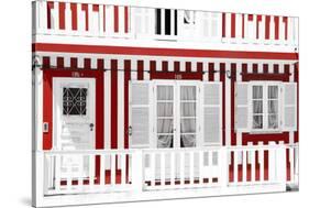 Welcome to Portugal Collection - Traditional Red Striped Facade-Philippe Hugonnard-Stretched Canvas