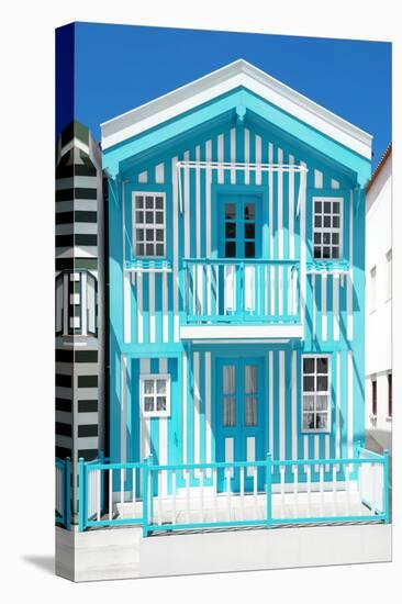 Welcome to Portugal Collection - Turquoise Striped House-Philippe Hugonnard-Stretched Canvas