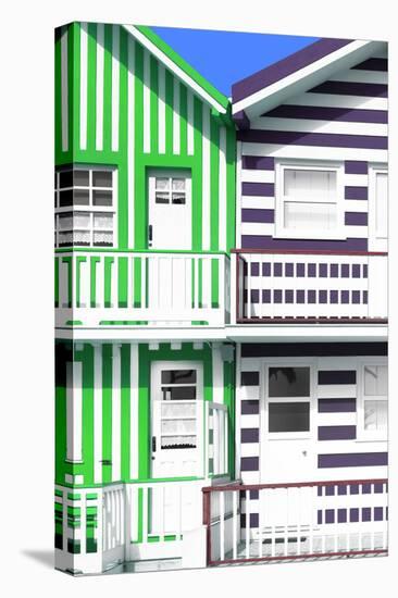 Welcome to Portugal Collection - Two Striped Facade Green & Mauve-Philippe Hugonnard-Stretched Canvas