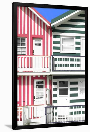 Welcome to Portugal Collection - Two Striped Facade Hot Pink & Olive Drab-Philippe Hugonnard-Framed Photographic Print