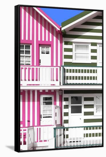 Welcome to Portugal Collection - Two Striped Facade Pink & Olive Drab-Philippe Hugonnard-Framed Stretched Canvas