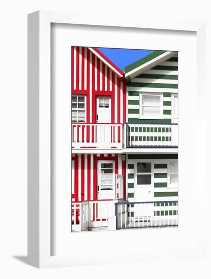 Welcome to Portugal Collection - Two Striped Facade Red & Green-Philippe Hugonnard-Framed Photographic Print