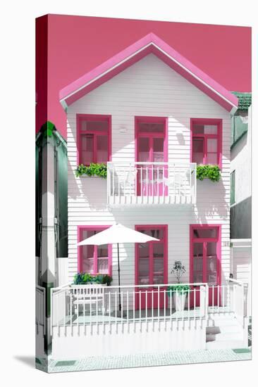 Welcome to Portugal Collection - White House and Pink Windows-Philippe Hugonnard-Stretched Canvas