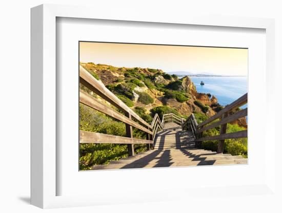 Welcome to Portugal Collection - Wooden Staircase to Sandy Beach at Sunset-Philippe Hugonnard-Framed Photographic Print