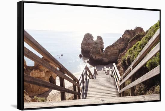Welcome to Portugal Collection - Wooden Stairs to Praia do Camilo Beach II-Philippe Hugonnard-Framed Stretched Canvas