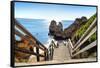 Welcome to Portugal Collection - Wooden Stairs to Praia do Camilo Beach-Philippe Hugonnard-Framed Stretched Canvas