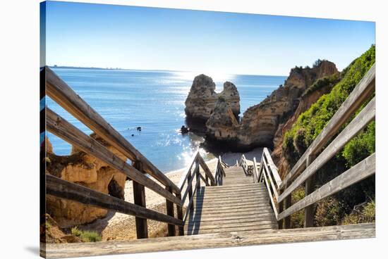 Welcome to Portugal Collection - Wooden Stairs to Praia do Camilo Beach-Philippe Hugonnard-Stretched Canvas