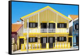 Welcome to Portugal Collection - Yellow Striped House-Philippe Hugonnard-Framed Stretched Canvas