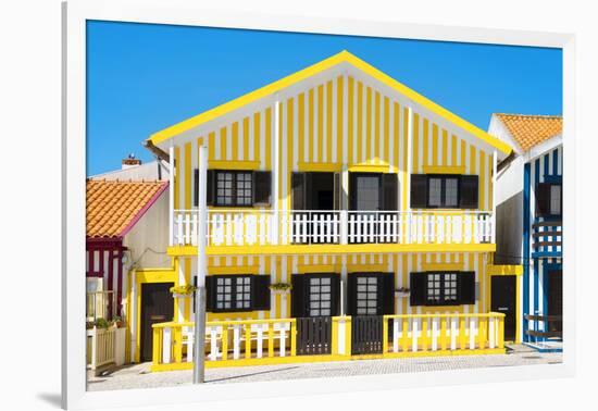 Welcome to Portugal Collection - Yellow Striped House-Philippe Hugonnard-Framed Photographic Print