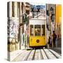 Welcome to Portugal Square Collection - Bica Yellow Tram-Philippe Hugonnard-Stretched Canvas