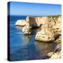 Welcome to Portugal Square Collection - Cliffs at the beach Praia da Marinha-Philippe Hugonnard-Stretched Canvas