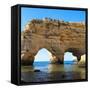 Welcome to Portugal Square Collection - Cliffs at the beach Praia da Marinha-Philippe Hugonnard-Framed Stretched Canvas