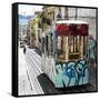 Welcome to Portugal Square Collection - Lisbon Tram Graffiti-Philippe Hugonnard-Framed Stretched Canvas