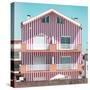 Welcome to Portugal Square Collection - Red Striped House II-Philippe Hugonnard-Stretched Canvas