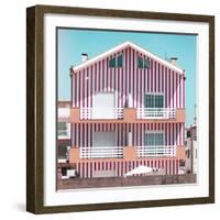 Welcome to Portugal Square Collection - Red Striped House II-Philippe Hugonnard-Framed Photographic Print