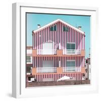 Welcome to Portugal Square Collection - Red Striped House II-Philippe Hugonnard-Framed Photographic Print