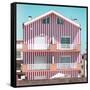 Welcome to Portugal Square Collection - Red Striped House II-Philippe Hugonnard-Framed Stretched Canvas