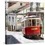 Welcome to Portugal Square Collection - Red Tram Old Town Lisbon-Philippe Hugonnard-Stretched Canvas
