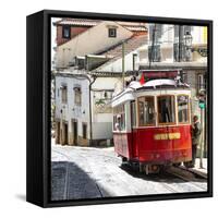 Welcome to Portugal Square Collection - Red Tram Old Town Lisbon-Philippe Hugonnard-Framed Stretched Canvas