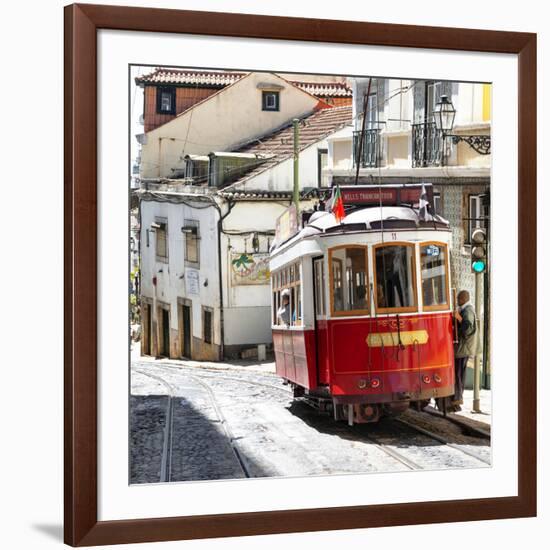 Welcome to Portugal Square Collection - Red Tram Old Town Lisbon-Philippe Hugonnard-Framed Photographic Print