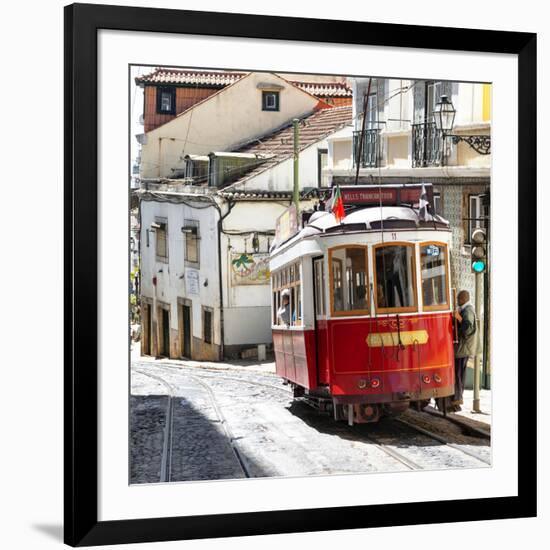 Welcome to Portugal Square Collection - Red Tram Old Town Lisbon-Philippe Hugonnard-Framed Photographic Print