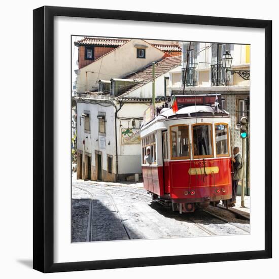 Welcome to Portugal Square Collection - Red Tram Old Town Lisbon-Philippe Hugonnard-Framed Photographic Print