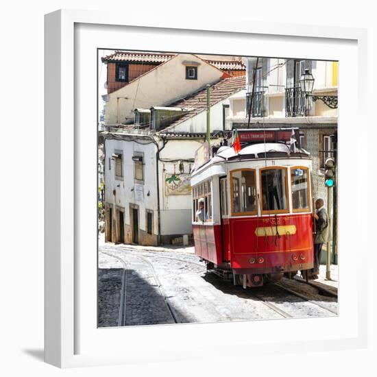 Welcome to Portugal Square Collection - Red Tram Old Town Lisbon-Philippe Hugonnard-Framed Photographic Print