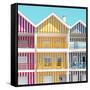 Welcome to Portugal Square Collection - Three Houses of Striped Colors IV-Philippe Hugonnard-Framed Stretched Canvas