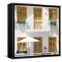 Welcome to Portugal Square Collection - White House and Dark Yellow Windows-Philippe Hugonnard-Framed Stretched Canvas