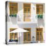 Welcome to Portugal Square Collection - White House and Dark Yellow Windows-Philippe Hugonnard-Stretched Canvas