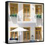 Welcome to Portugal Square Collection - White House and Dark Yellow Windows-Philippe Hugonnard-Framed Stretched Canvas