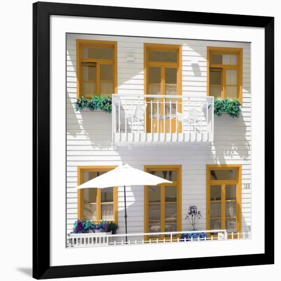 Welcome to Portugal Square Collection - White House and Dark Yellow Windows-Philippe Hugonnard-Framed Photographic Print