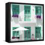 Welcome to Portugal Square Collection - White House and Green Windows-Philippe Hugonnard-Framed Stretched Canvas