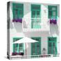 Welcome to Portugal Square Collection - White House and Green Windows-Philippe Hugonnard-Stretched Canvas