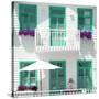 Welcome to Portugal Square Collection - White House and Green Windows-Philippe Hugonnard-Stretched Canvas