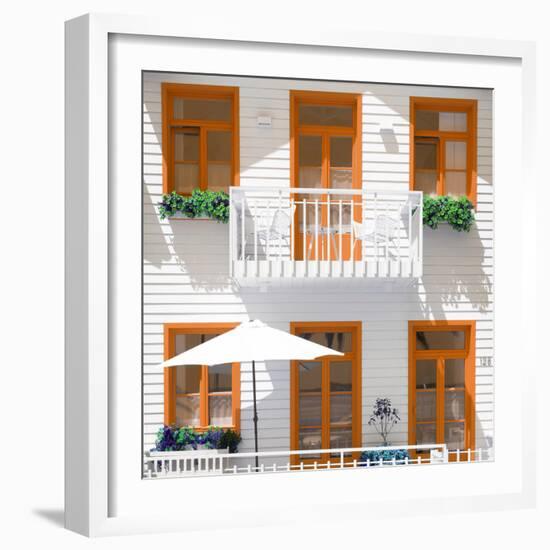 Welcome to Portugal Square Collection - White House and Orange Windows-Philippe Hugonnard-Framed Photographic Print