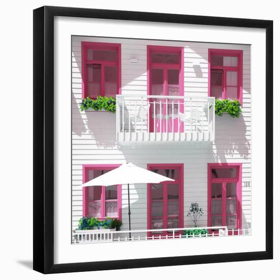 Welcome to Portugal Square Collection - White House and Pink Windows-Philippe Hugonnard-Framed Photographic Print