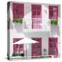 Welcome to Portugal Square Collection - White House and Pink Windows-Philippe Hugonnard-Stretched Canvas