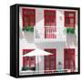 Welcome to Portugal Square Collection - White House and Red Windows-Philippe Hugonnard-Framed Stretched Canvas