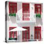 Welcome to Portugal Square Collection - White House and Red Windows-Philippe Hugonnard-Stretched Canvas