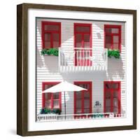 Welcome to Portugal Square Collection - White House and Red Windows-Philippe Hugonnard-Framed Photographic Print
