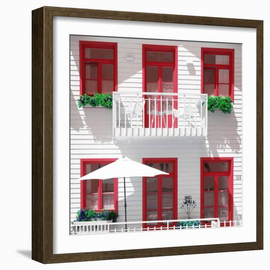 Welcome to Portugal Square Collection - White House and Red Windows-Philippe Hugonnard-Framed Photographic Print