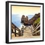 Welcome to Portugal Square Collection - Wooden Stairs to Praia do Camilo Beach at Sunset-Philippe Hugonnard-Framed Photographic Print