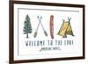 Welcome to the Lake - Adventure Awaits - Lake Icons Design-Lantern Press-Framed Premium Giclee Print