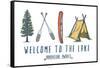 Welcome to the Lake - Adventure Awaits - Lake Icons Design-Lantern Press-Framed Stretched Canvas