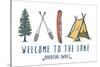 Welcome to the Lake - Adventure Awaits - Lake Icons Design-Lantern Press-Stretched Canvas