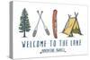 Welcome to the Lake - Adventure Awaits - Lake Icons Design-Lantern Press-Stretched Canvas